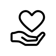 Icon of a hand holding a heart