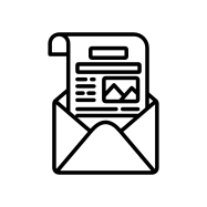 Icon of a newsletter in an open envelope